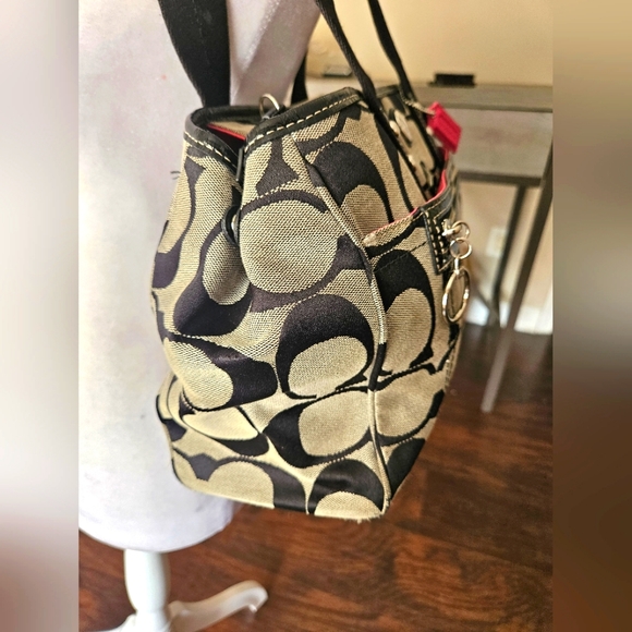 COACH AUTHENTIC BAG F14878 DAISY SIGNATURE CANVAS LEATHER TRIM B PREOWNED - Picture 8 of 15